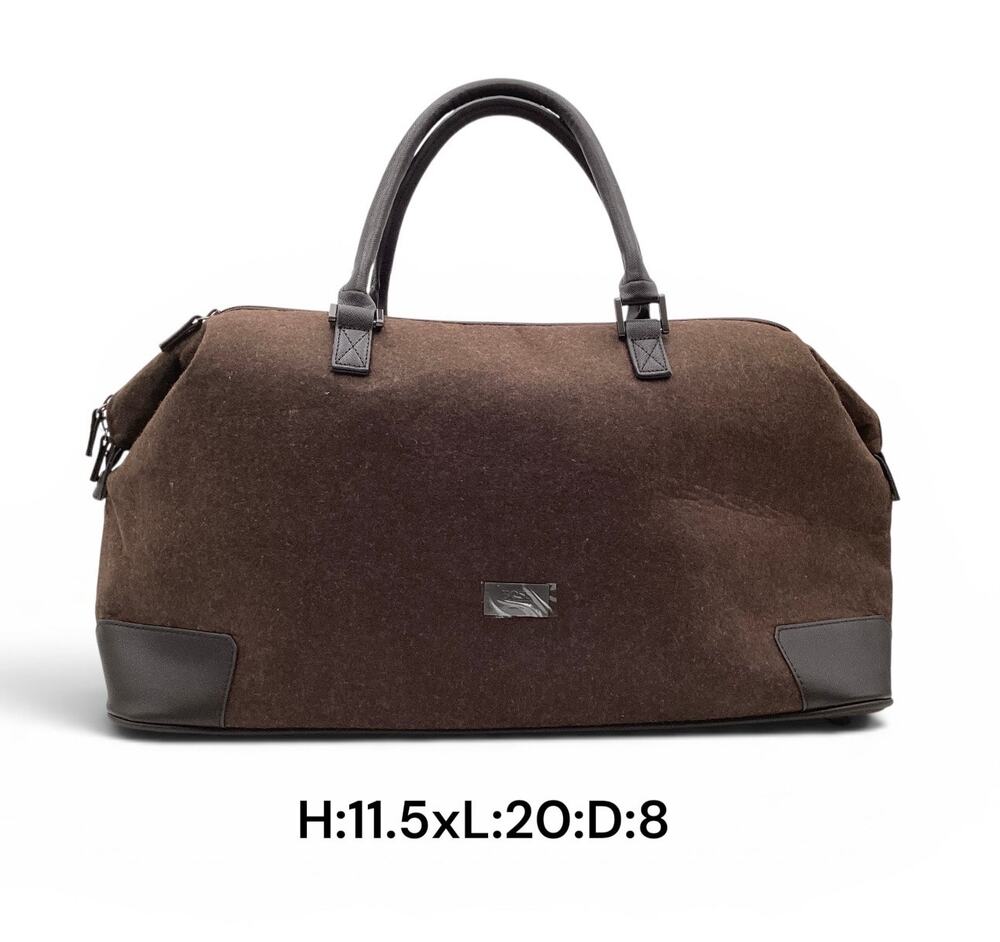 Hugo Boss Brown Wool Felt Duffel Bag Weekender Travel Overnight Gym Holdall